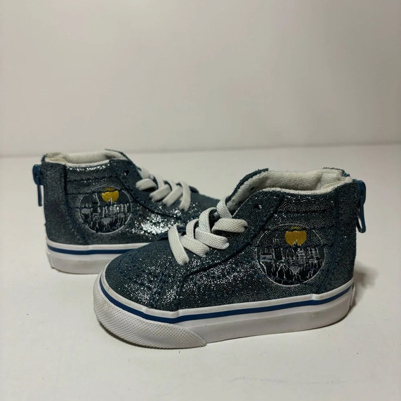 VANS Harry Potter Sk8-Hi Zip Sz 4 Toddler Hogwarts Metallic Blue High Top Shoes - Picture 5 of 9